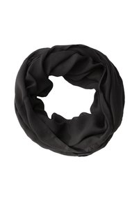 Czarna szal w nieskończono�ść wykonany z lekkiego, miękkiego materiału. Posiada ciągły okrągły kształt oraz gładką, delikatną teksturę.