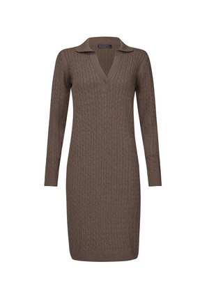 WITH A SINGLE BUTTON DETAIL AND CABLE PATTERN - Vabalt langev kleit - brown