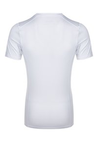 Valkoinen lyhythihainen urheilupaita, joka on valmistettu sileästä ja joustavasta kankaasta. Paita on varustettu py�öreällä pääntiellä ja raglanhihoilla.