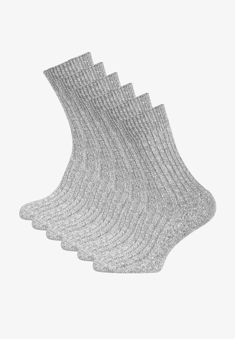 Calze grigie a coste in un set di cinque, con un motivo a maglia testurizzato e un design di lunghezza corta adatto per l'uso quotidiano.