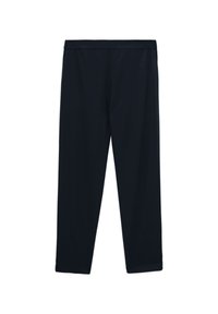 Pantalon noir droit avec une taille ajustée, présenté sur un fond blanc.