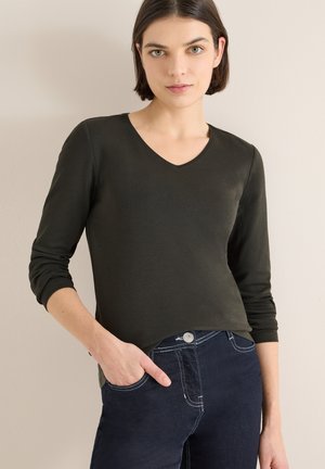 V-NECK LANGARM - T-shirt à manches longues - grün