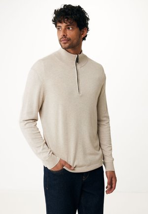 JAMES BASIC HALF ZIP - Strickpullover - cream melee