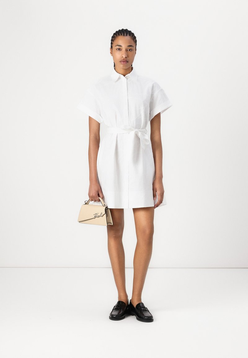 karl lagerfeld white shirt dress Karl Lagerfeld Cotton Corset-style Mini Shirt Dress