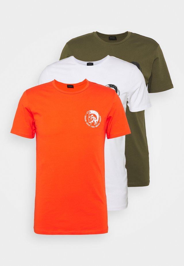 UMTEE RANDAL 3 PACK - T-shirt basic - olive/white/orange