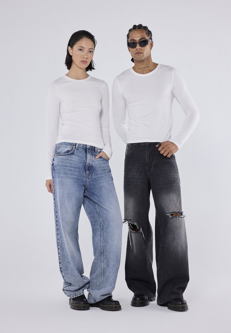 YOURTURN 2 PACK UNISEX - Langarmshirt - white/dark brown