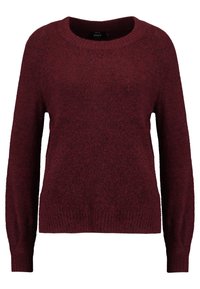 Bordeaux sweater lavet af blødt, tekstureret strikstof. Rund hals, lange ærmer med ribbede manchetter og kant. Casual pasform uden mønstre eller accenter.