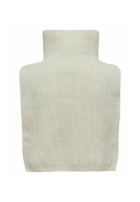 Ribbete høyhalset topp i en myk, lys beige farge. Har høy krage og en avslappet passform, laget av et strukturert strikket stoff.