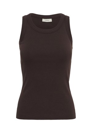 Varrukateta soonikkoes tumepruun tanktop, millel on ümar kaelus ja vormiv siluett, sisekaelusel silt "InWear".