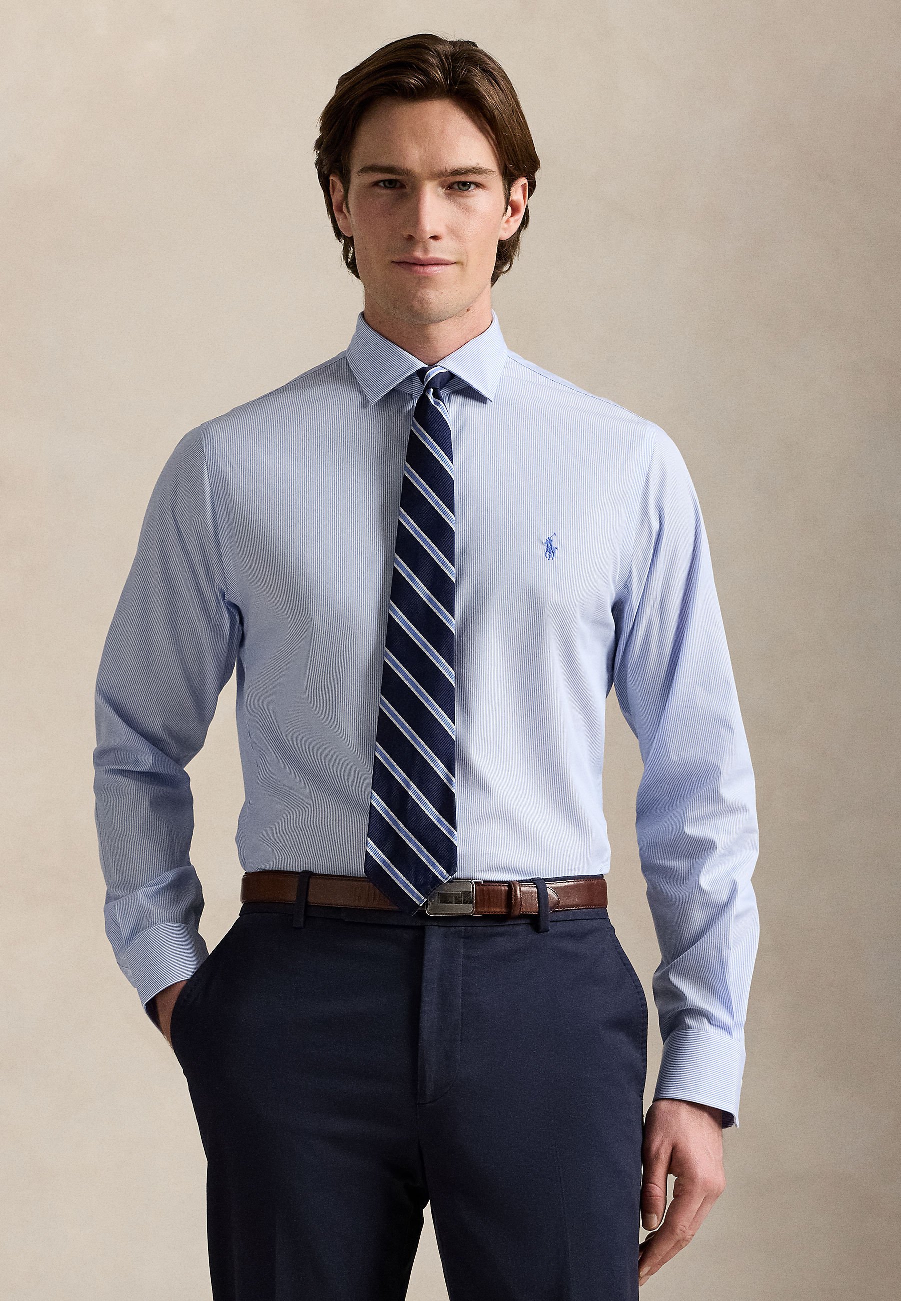 Polo Ralph Lauren SLIM FIT STRIPED POPLIN SHIRT - Formal shirt -  blue/white/dark blue - Zalando.co.uk