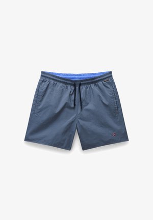 Herrenschwimmshorts in Hellblau, aus leichtem Stoff. Mit elastischem Bund, Kordelzug und seitlichen Taschen. Logo-Detail am Saum.