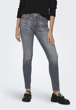 Grijze denim skinny jeans met een vervaagde wassing, voorzien van een vijf-pocket ontwerp, knoopsluiting en een lichte stretch voor comfort.