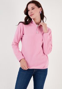 LELA HIGH COLLAR - Polárpulóver - pink melange