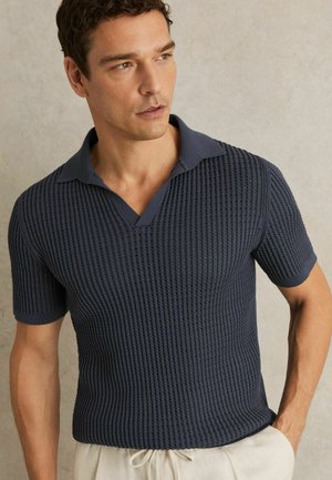 REGULAR FIT-MERIT MICRO-CABLE OPEN-COLLAR  - Polo - dark airforce blue
