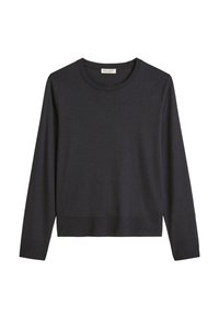 Černý svetr s dlouhým rukávem a kulatým výstřihem, s žebrovanými manžetami a lemem, s etiketou "Marc O'Polo" uvnitř výstřihu.