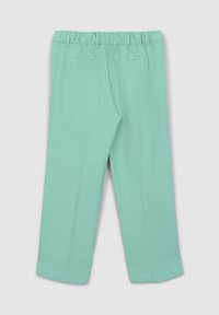 Minzgrüne, elastische Hosen mit zwei Gesäßtaschen, schmalem Schnitt, eingeketteltem Saum und glatter Textur. Geeignet für die Freizeit.