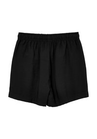 Shorts neri realizzati in tessuto morbido, con una cintura elastica e un design ampio. Senza motivi o accenti visibili.