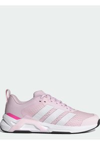 Αθλητικό παπούτσι σε ανοιχτό ροζ χρώμα με άνω μέρος από δίχτυ, λευκές ρίγες, ροζ λεπτομέρειες και υφή στην σόλα για καλύτερη πρόσφυση. Διαθέτει επενδεδυμένο κολάρο και γλώσσα.