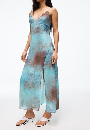 Bershka, PRINTED - MINI DRESS - Cocktailkleid/festliches Kleid - turquoise