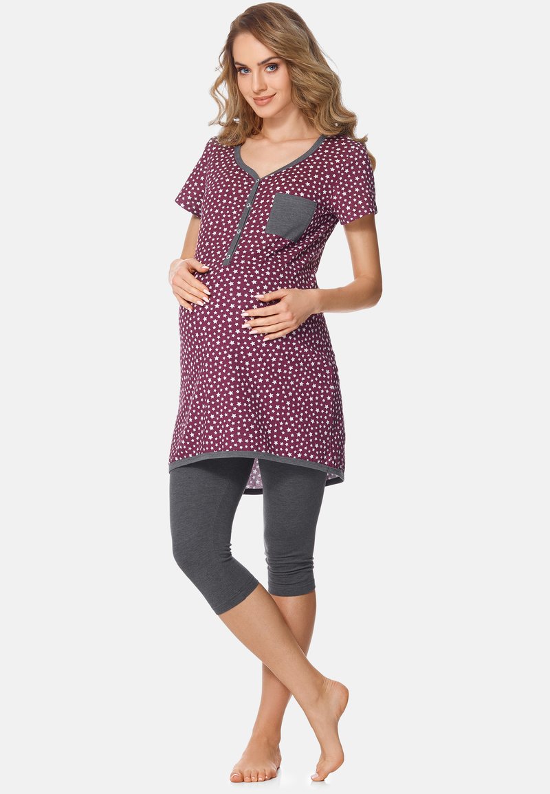 Damen Nachthemden | BeMammy Pyjama wine/stars/graphite/bordeaux - AG92770 Damen Nachthemden | BeMammy Pyjama wine/stars/graphite/bordeaux - AG92770