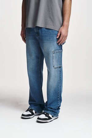 ELADAN WORKER BAGGY - Baggy Jeans - mid blue