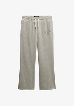 Lichtgrijze katoenen sweatpants met een elastische tailleband en trekkoord, met een voorprint van "Superdry 1986 Athletic."