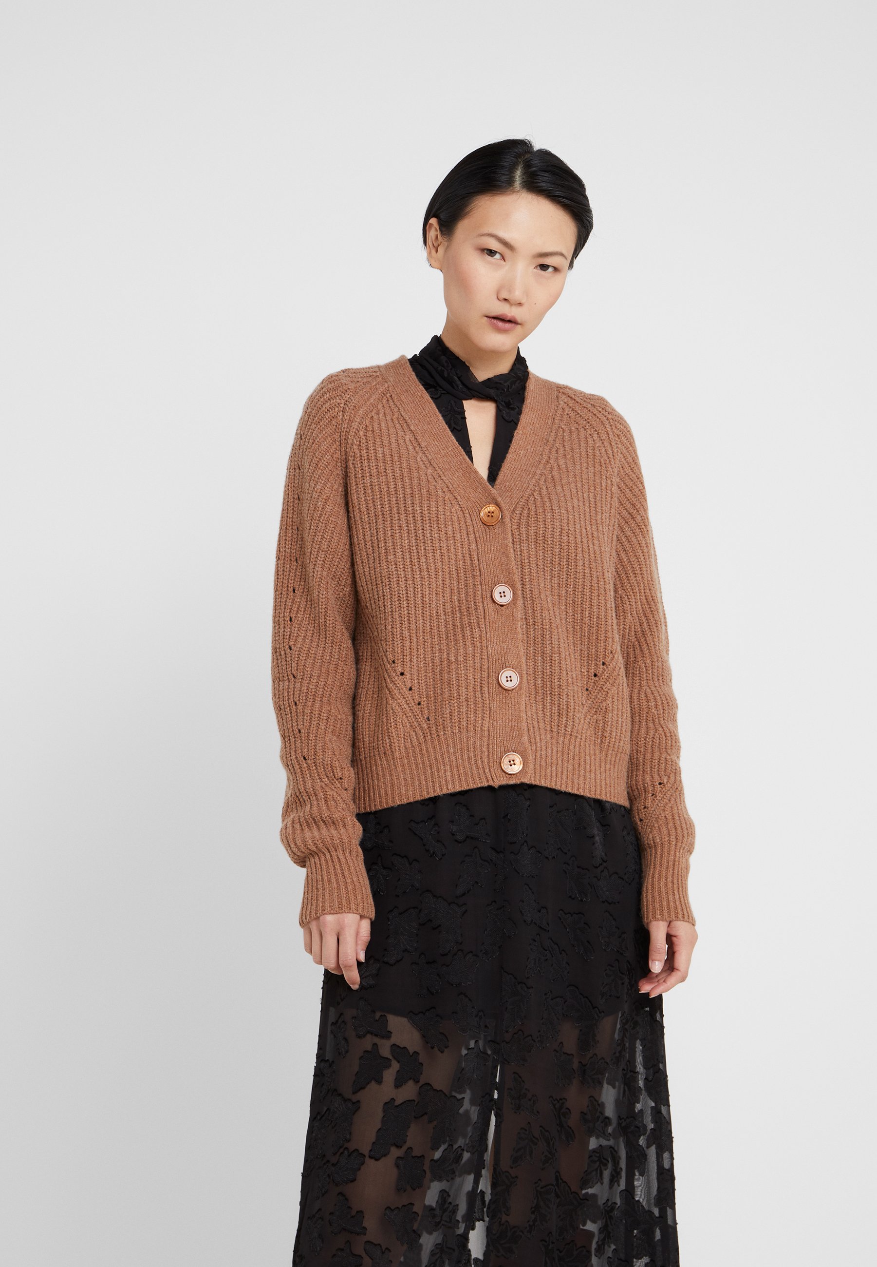 dark camel cardigan