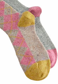 Next 2 PACK - REGULAR FIT - Kojinės iki kelių - pink grey argyle