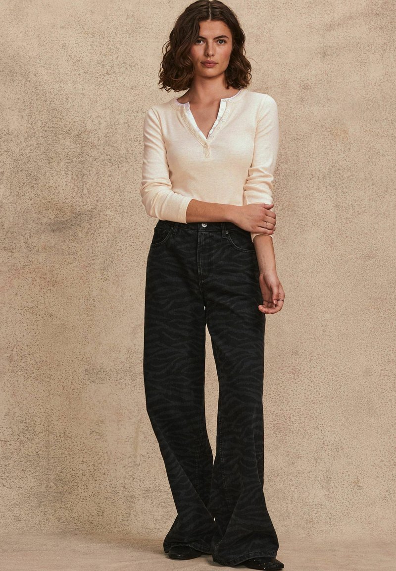 Next DOUBLE COLLAR HENLEY  - Tops ar garām piedurknēm - neutral ecru