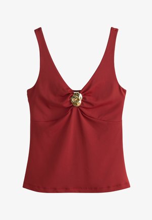 Next, REGULAR FIT - SOFT TOUCH SLINKY SLEEVELESS HARDWARE V-NECK TOP . - Top - red