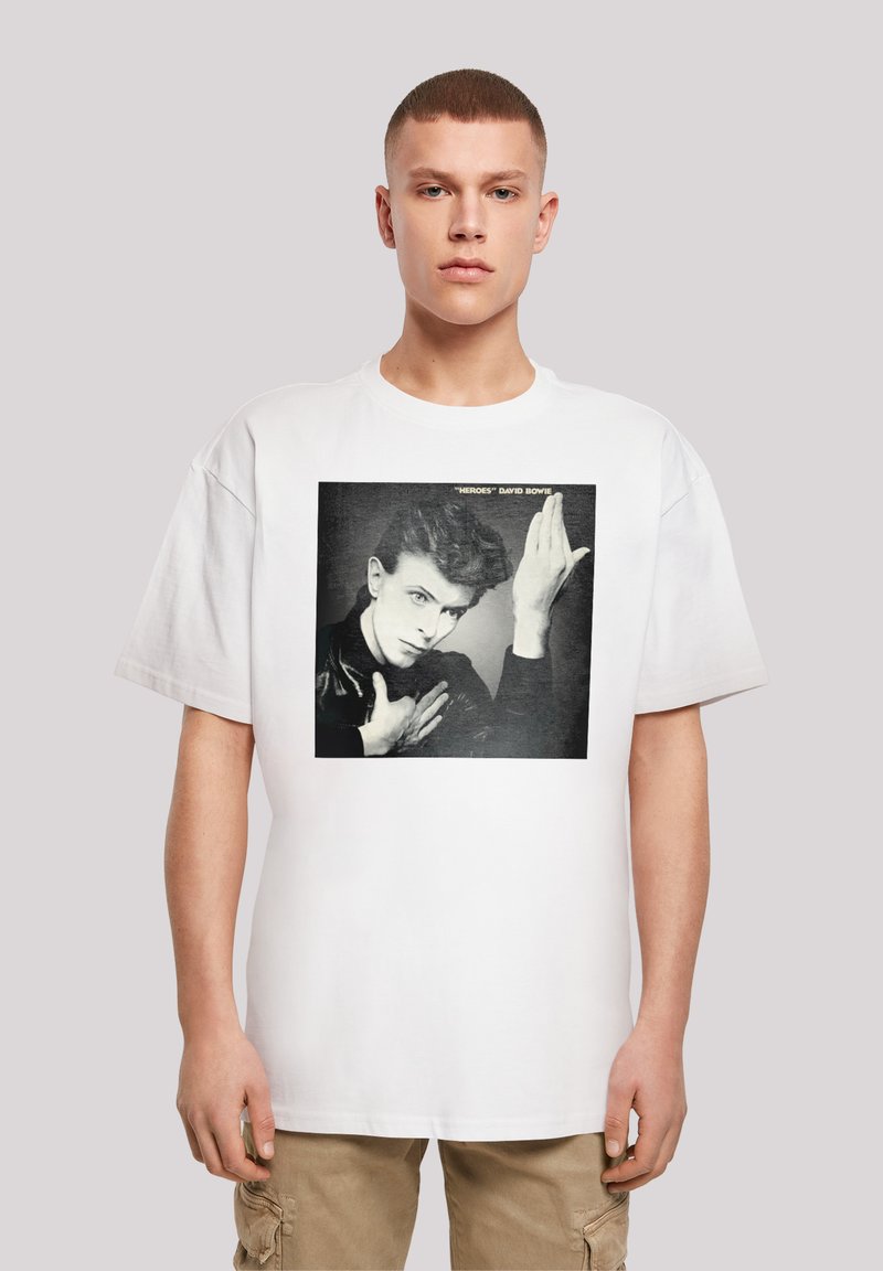 F4NT4STIC DAVID BOWIE ROCK MUSIC BAND HEROES ALBUM COVER - Print T-shirt - white