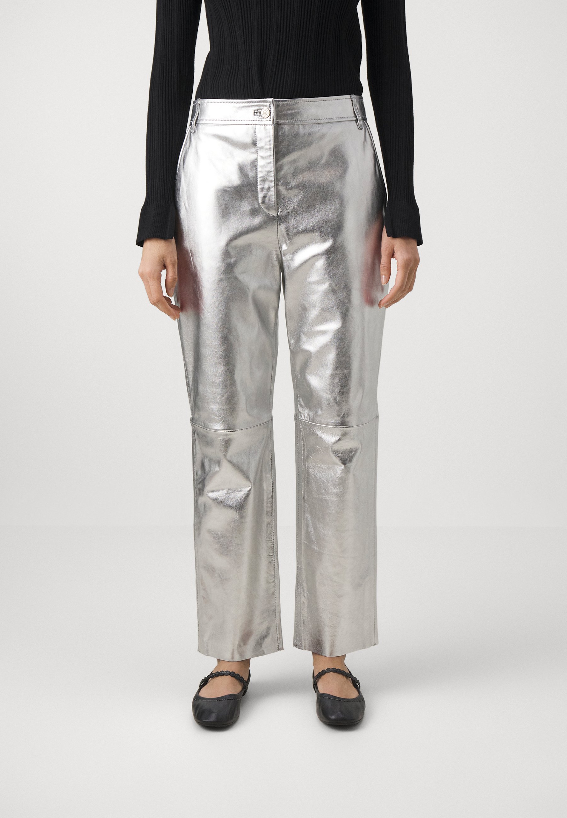 PS Paul Smith WOMENS TROUSERS - Leather trousers - metallics  