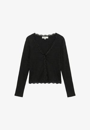 PULL&BEAR, LACE TRIM WITH BUTTONS - T-SHIRT - Gilet - black