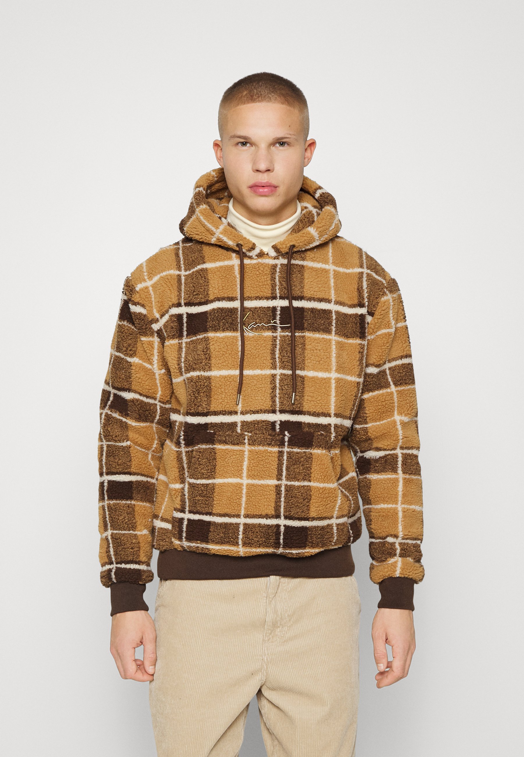 Karl Kani SIGNATURE TEDDY CHECK HOODIE UNISEX - Jersey con capucha -  brown/marrón - Zalando.es