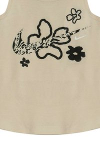 Canotta color tan con una grafica floreale nera e il logo Nike. Tessuto morbido con orlo arrotondato e senza maniche per una vestibilità comoda.
