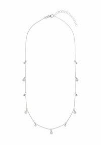 Sølv kæd necklace med runde vedhæng med klare krystaller, der varierer i størrelse, hængende med intervaller langs kæden. Justerbar lås.