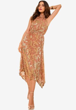 REGULAR FIT - HALTER PLEATED MIDI - Rochie cocktail/Rochie petrecere - pink