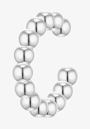 Bague en argent avec un design perlé comportant des éléments sphériques lisses et arrondis, créant une forme courbée continue. Fini très brillant.