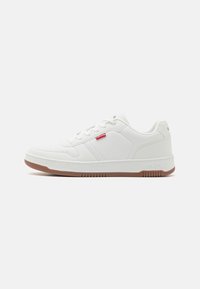 Weiße Sneakers mit einem Obermaterial aus glattem Leder, perforierten Details, runder Zehenpartie und einer Sohle aus Gummi. Mit gebrandeten Akzenten an der Seite.
