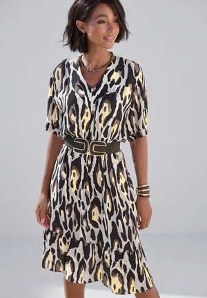 LASCANA, LASCANA TUNIKAKLEID - Day dress - schwarz-grau-gelb bedruckt