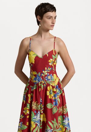 TROPICAL FLORAL COTTON POPLIN DRESS - Vapaa-ajan mekko - red/multi-coloured