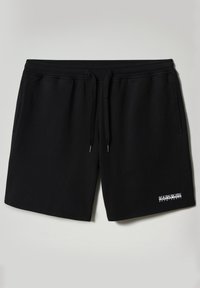 Shorts in jersey di cotone nero con vita regolabile, due tasche laterali e un'etichetta con logo bianco nell'orlo sinistro inferiore.