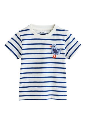 Next REGULAR FIT - SHORT SLEEVE 3D  - T-shirts print - white blue stripe seagull