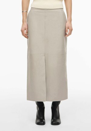 MIDI - Jupe en cuir - feather gray