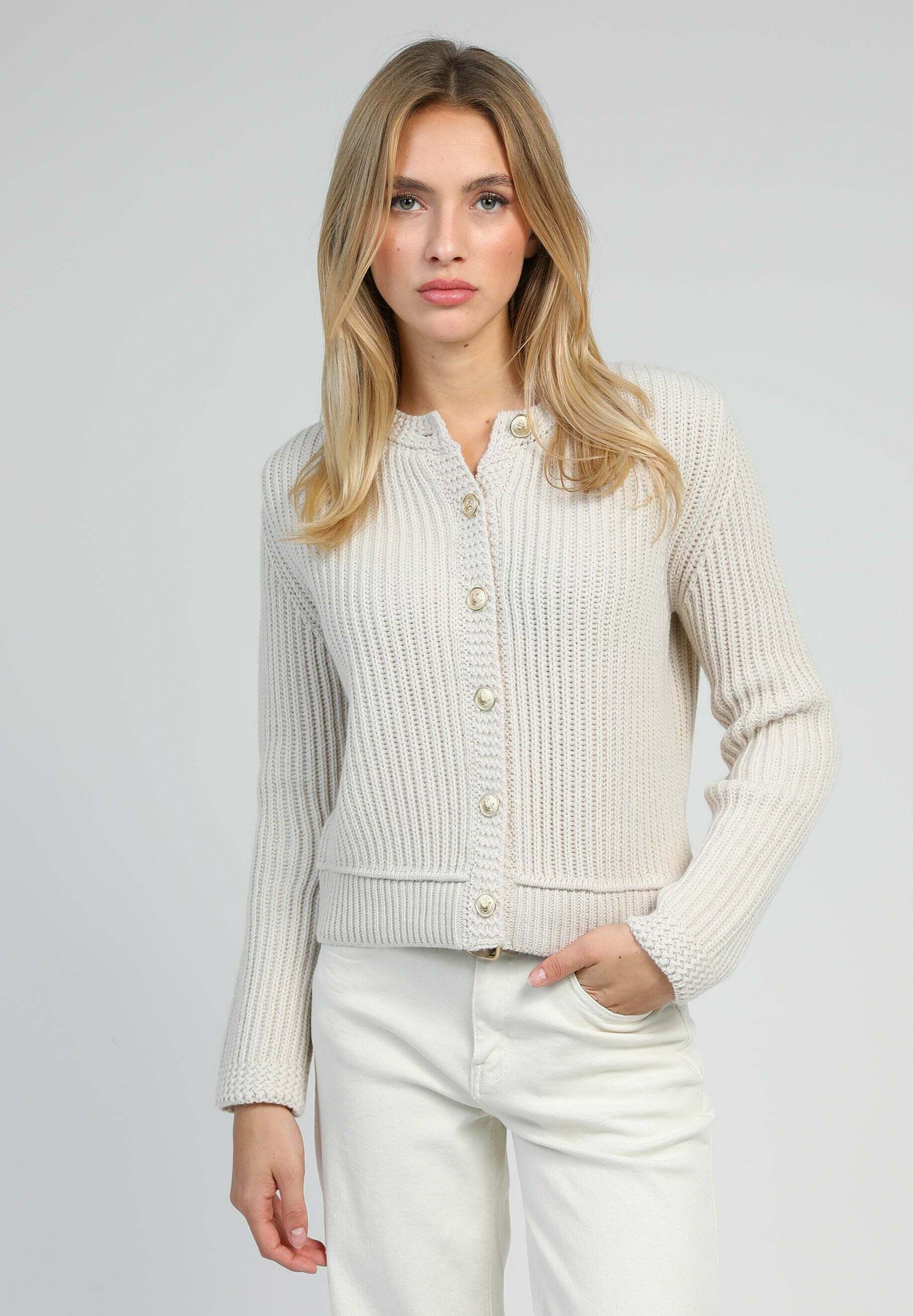 Cardigan/Gilet Écru Classique Taille 38/40 - Laine & Polyester - Occasion Porté 1 Fois - Marque Tricot Lord