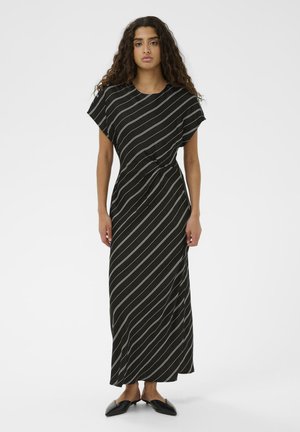 Robe longue - black w white stripes
