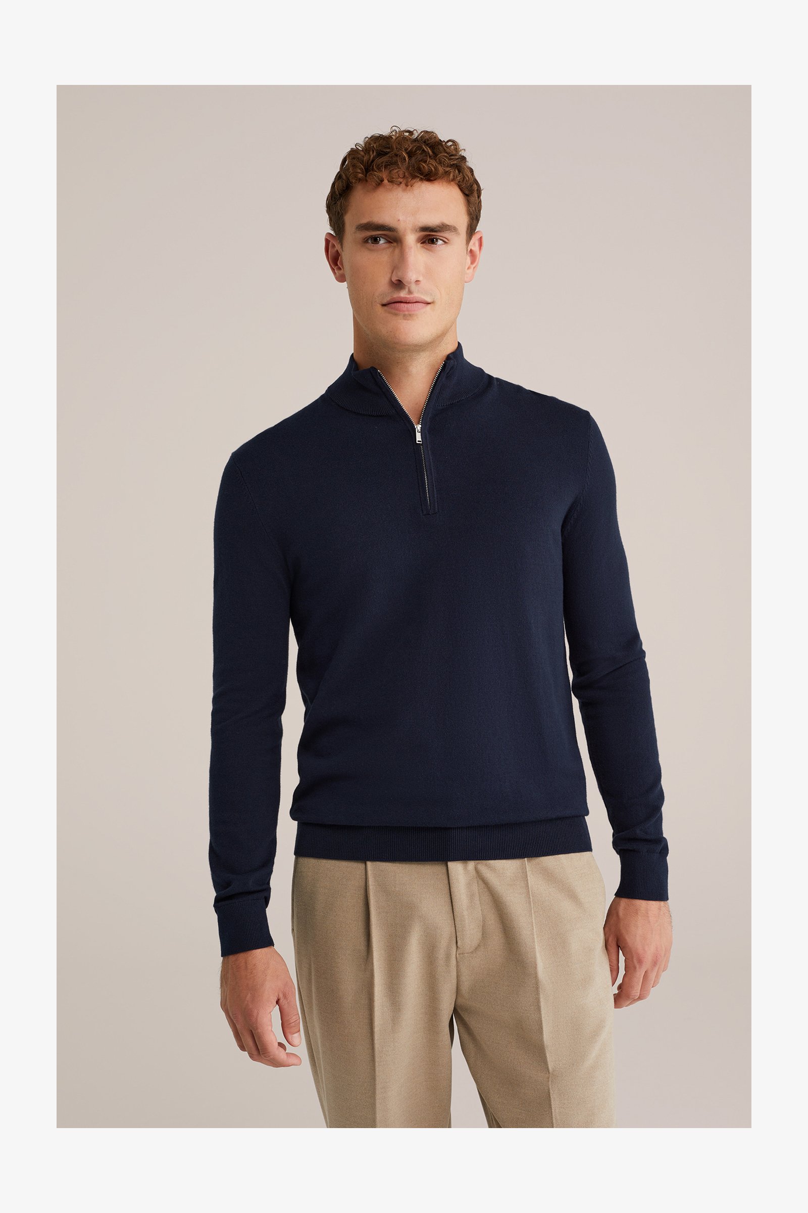 BAWUTZ Maglione Uomo Alla Coreana Con Cerniera – Lavorato A Maglia, Invernale, Slim Fit, Colore Blu, Taglie Fino A XXL