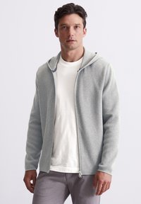 Marc O'Polo ZIPPED JACKET WITH HOOD - Strickjacke - grey melange