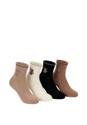 Yuhu, MÄDCHEN SOCKEN MIT HASE MOTIV - 4ER PACK - Socken - braun weiß schwarz