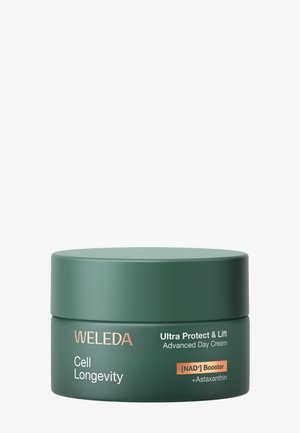 Weleda Cell Longevity Ultra Protect & Lift Zaawansowany Krem na Dzień w zielonym słoiku z NAD+ Booster i Astaksantyną.